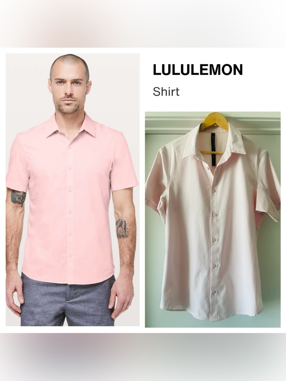 LULULEMON Athletica NWOT Men’s Down To The Wire Stretch Short Sleeve Shirt -Pink - Picture 6 of 12